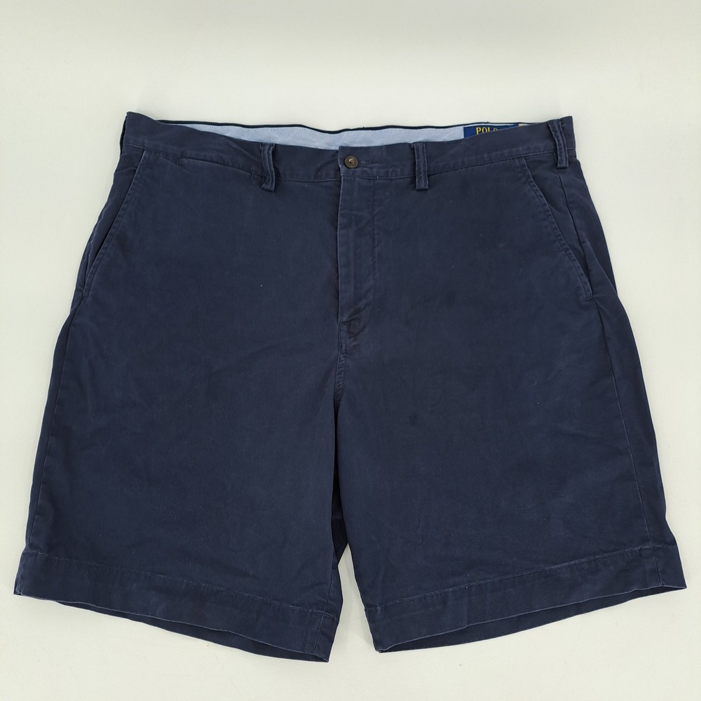 Polo Ralph Lauren Stretch Classic Fit Shorts Mens 38 Cotton Navy Blue Chino
